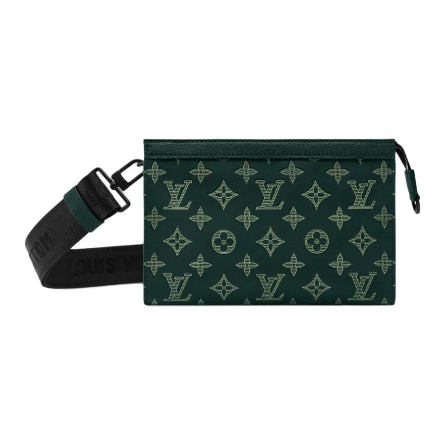 LOUIS VUITTON Gaston Cow Leather Crossbody Bag, Shoulder Bag Mini Men's Dark Green
