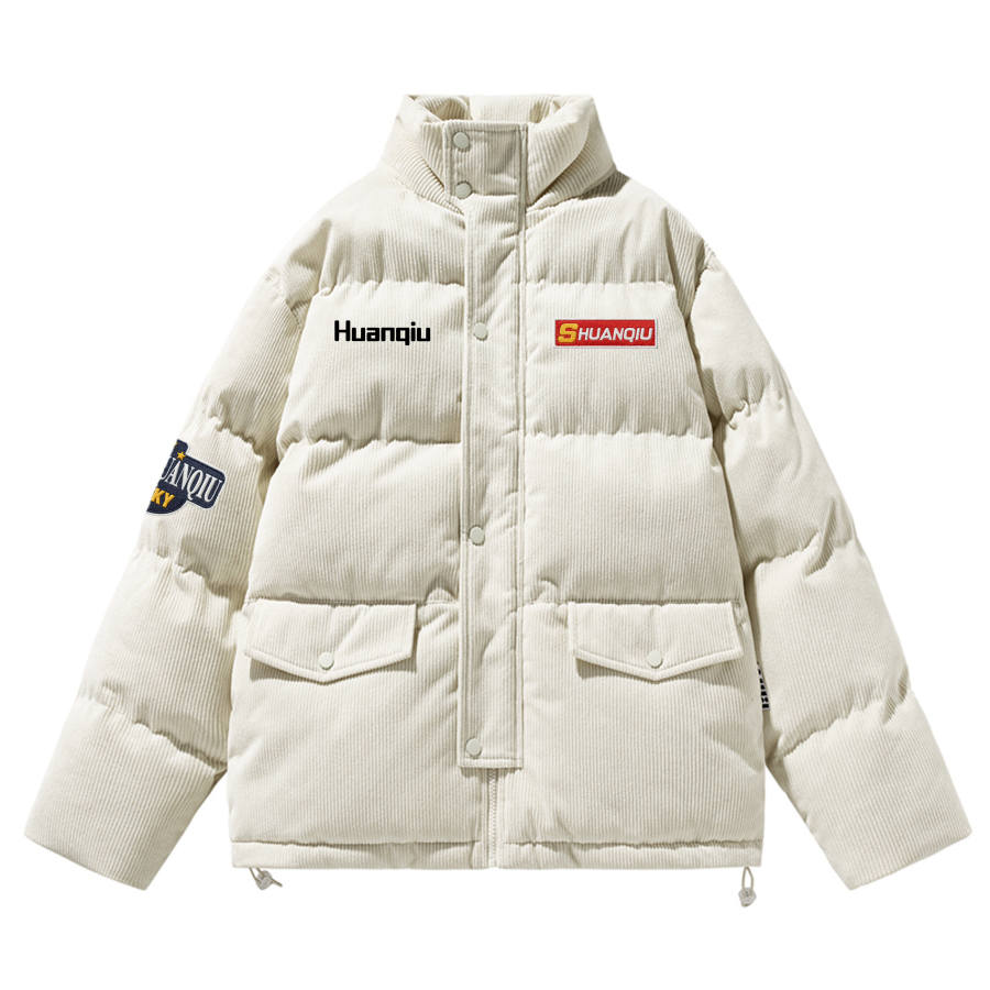 HUANQIU Puffer Jackets Unisex Stand Collar Thickened Padded Puffer Jacket
