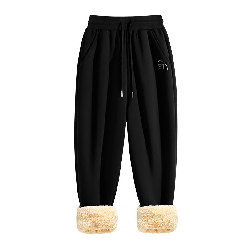 Tonlion Casual Pants Unisex Thickened And Fleece Lined Cuffed Pants