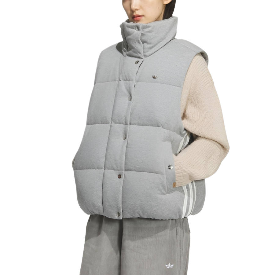 Adidas Originals Vests Women's Medium Heather Gray Stand Collar Moderate Other