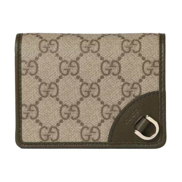 GUCCI GG Emblem Coated Fabric Wallet Small Women's Beige & Brown