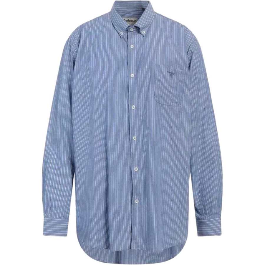 BARBOUR Shirts Men's Blue Lapel Moderate Straight Fit