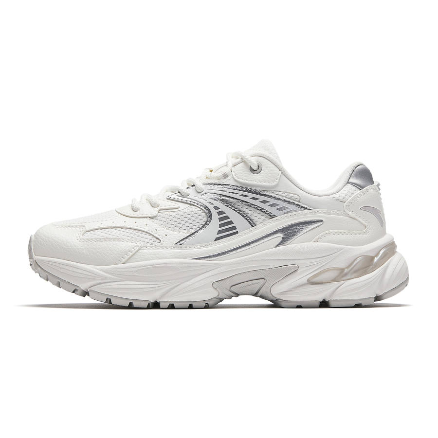 Anta AT802 Cushioning Height Increasing Abrasion Resistant Casual Shoes Women's Papyrus White/Silver/Cumulus Gray