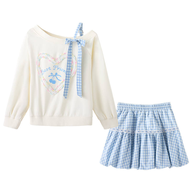 FABRIC PIG Two Piece Skirt Sets Women's Asymmetrical Collar Thin Short