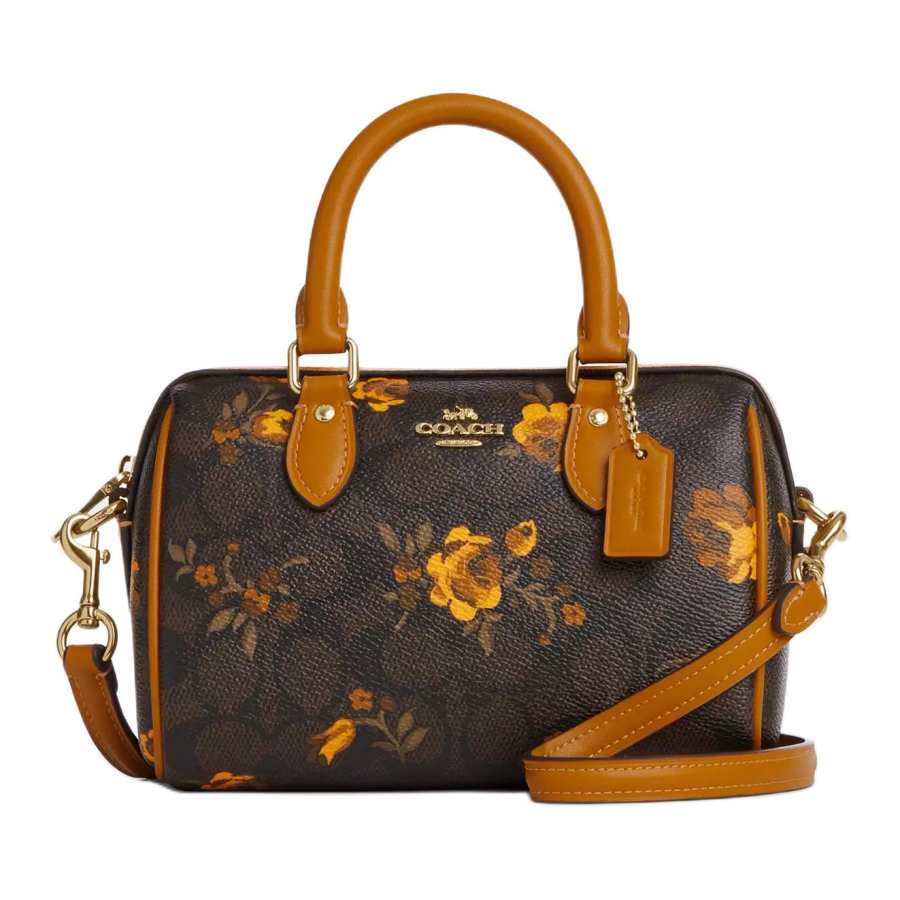 COACH COACH Rowan Coated Canvas Handbag Small Women's Walnut