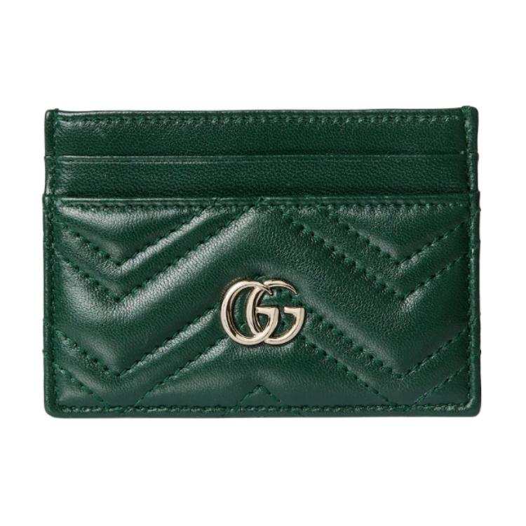 GUCCI GG Marmont Sheepskin Card Holder Women's Green