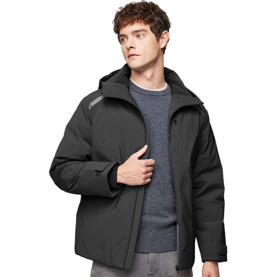 Hodo 90% Duck Down Volumizing Thermal Hooded Windproof Fleece Lined Zippers Warmth Versatile Fashion Loose Fit