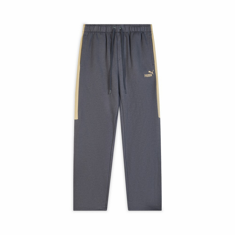 PUMA Knitted Sweatpants Men's Gray Moderate Straight Fit Pants