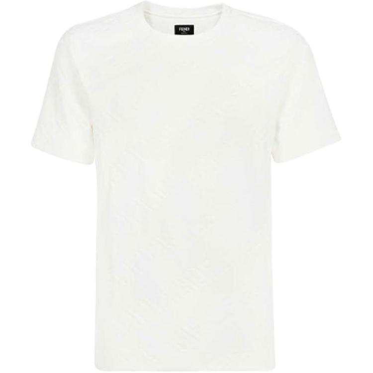 FENDI T Shirts Men's White Crew Neck Moderate Straight Fit