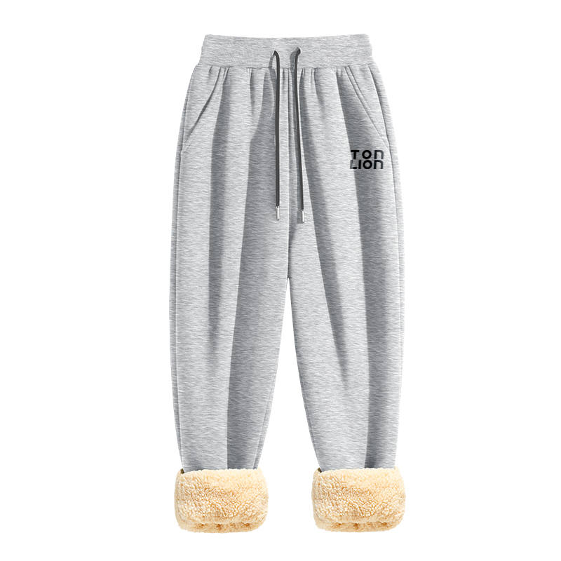 Tonlion Casual Pants Unisex Thickened And Fleece Lined Cuffed Pants