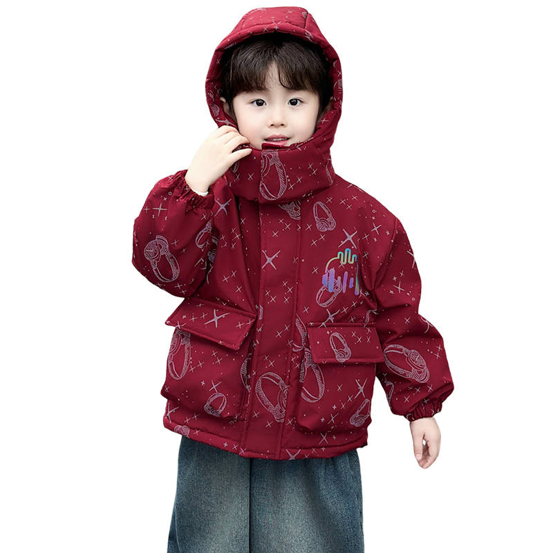 Lanza Casual Padded Jacket Winter Thickened And Fleece Lined Headphones Print Puffer Jacket Children Aged 3 7 Years Old