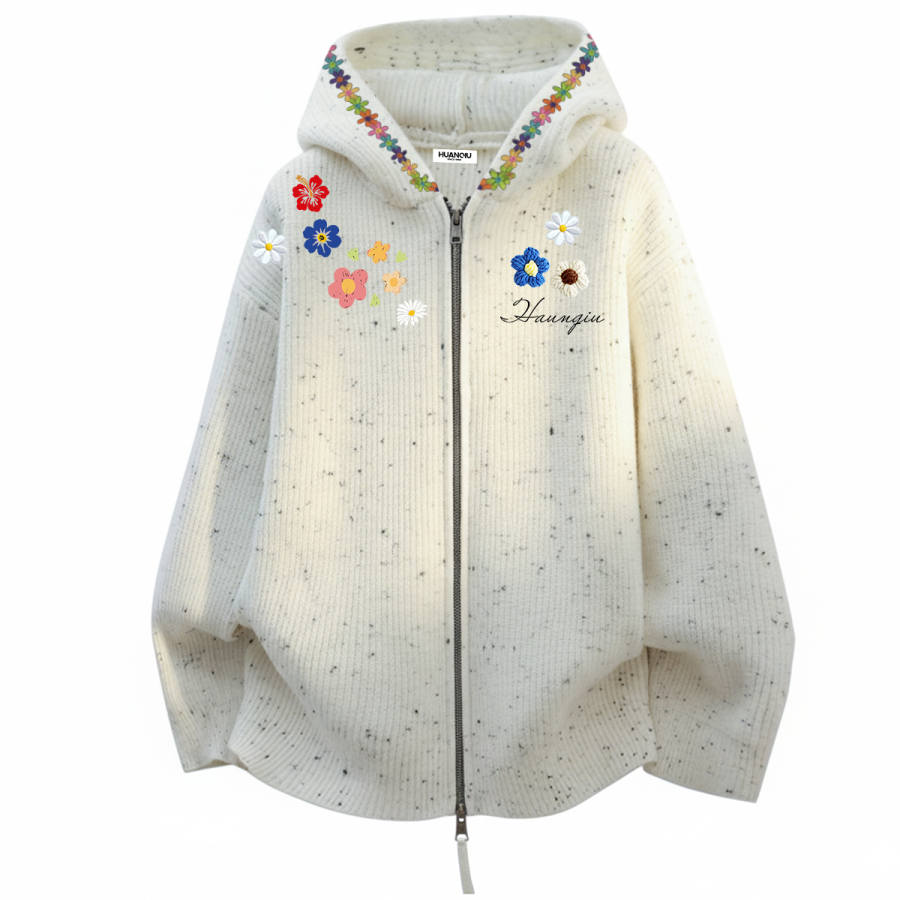 HUANQIU Knitwear Unisex Hooded Thickened Cardigan