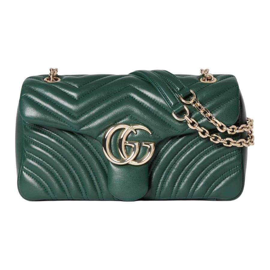 GUCCI GG Marmont Sheepskin Shoulder Bag Medium Women's Green