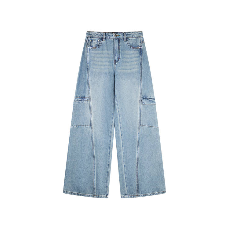 ELLE Jeans Women's Denim Blue Moderate Wide Leg Pants