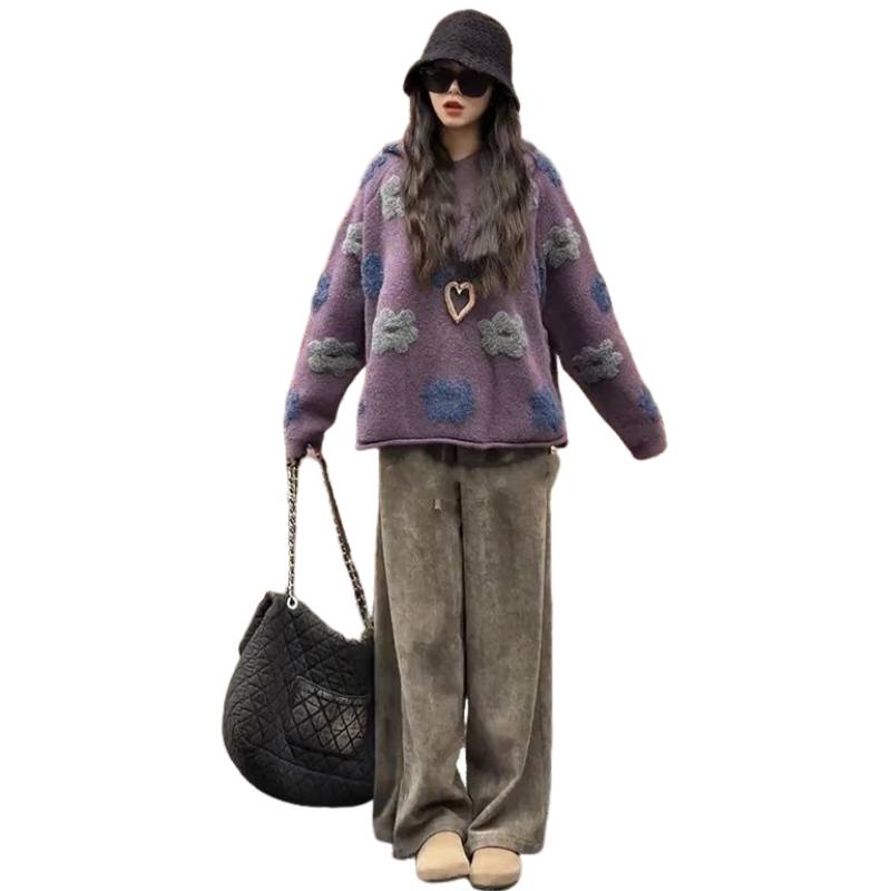 SIXUSICHOU Knitwear Women's Purple Hooded Moderate Other