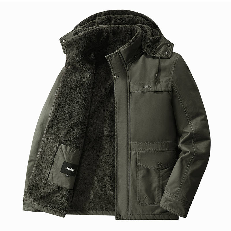 Jeep Lifestyle Jackets Men's Detachable Hood Thickened