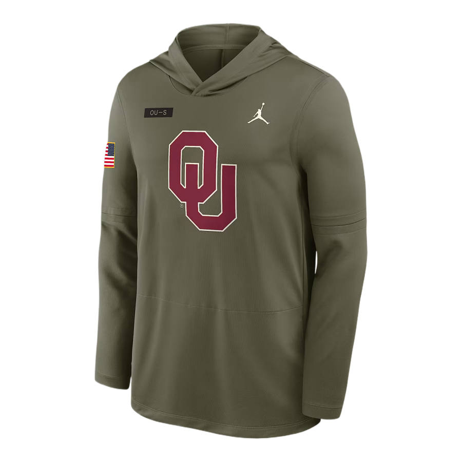 Jordan Jordan Oklahoma 2025 Military Appreciation Men's Jordan Brand Dri-FIT College Long-Sleeve Hooded Top