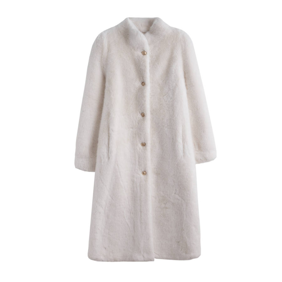 Tonlion Furs Women's Ecru Hooded Thickened