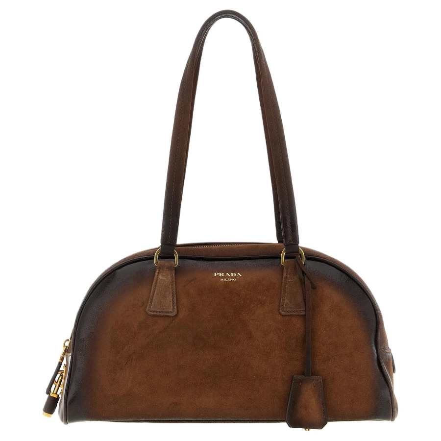 PRADA PRADA Calfskin Shoulder Bag Medium Women's Brown