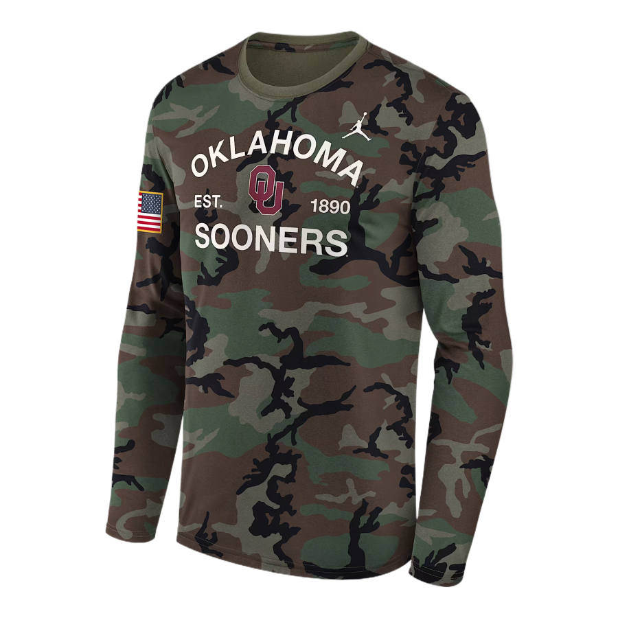 Jordan Jordan Oklahoma 2025 Military Appreciation Legend Men's Jordan Brand Dri-FIT College Long-Sleeve T-Shirt