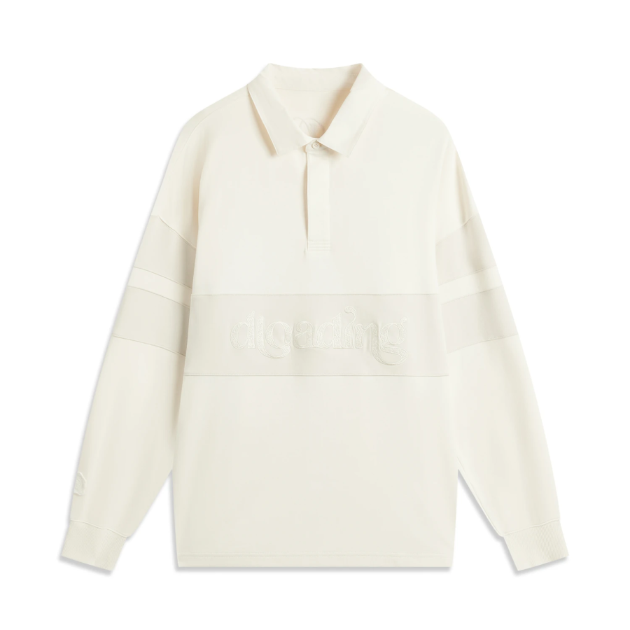 Li-Ning Li Ning Polo Shirts Men's Ecru Pearl White Lapel Moderate Straight Fit