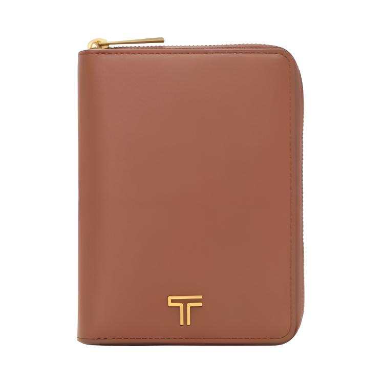TUMI TUMI Leather Passport Holder Regular Unisex Gold Brown