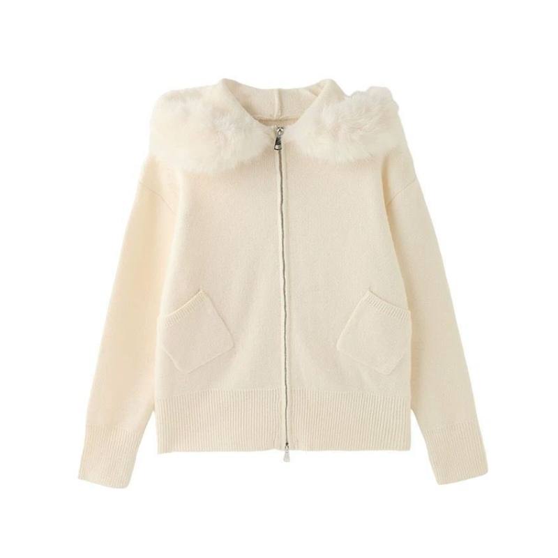 SIXUSICHOU Knitwear Women's Hooded Moderate Cardigan