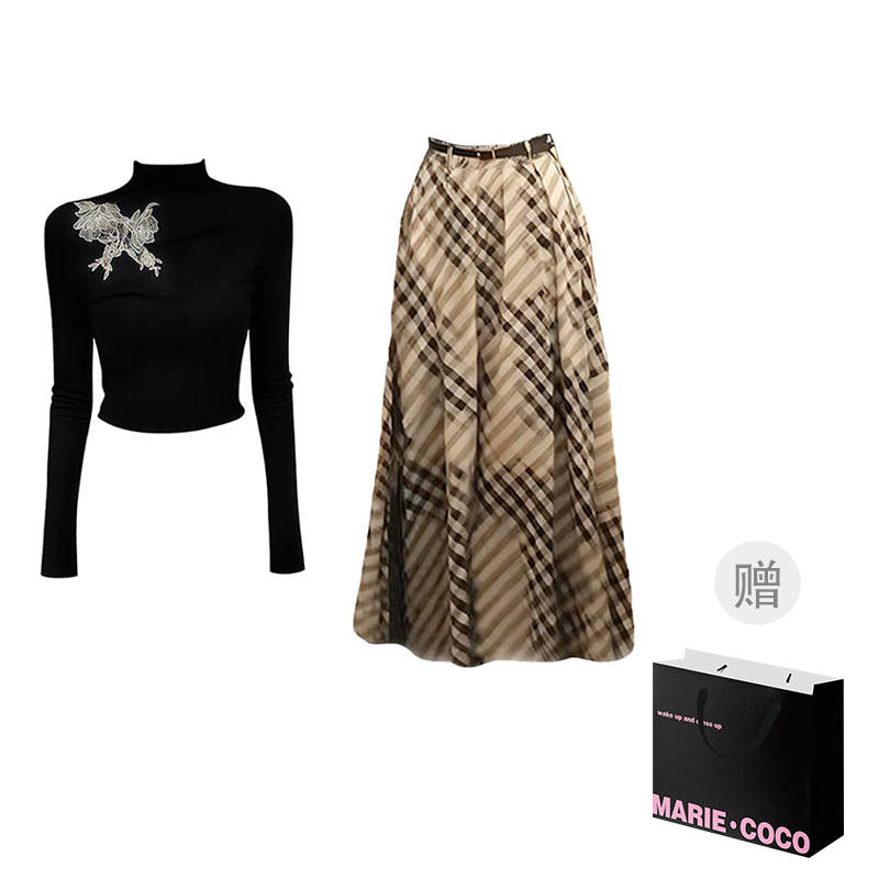 MARIE·COCO Two Piece Skirt Sets Women's Half Turtleneck Moderate Mid Length