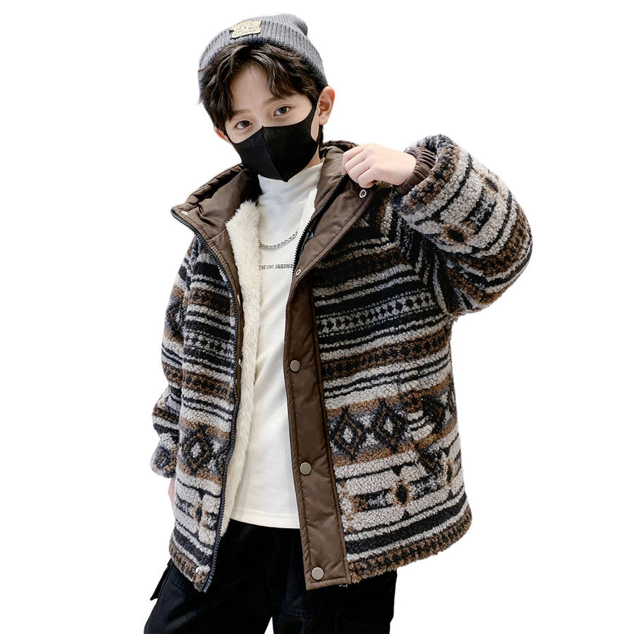 Lanza Casual Padded Jacket Winter Thickened And Fleece Lined Individual Patchwork Cotton Jacket Coffee Teenagers