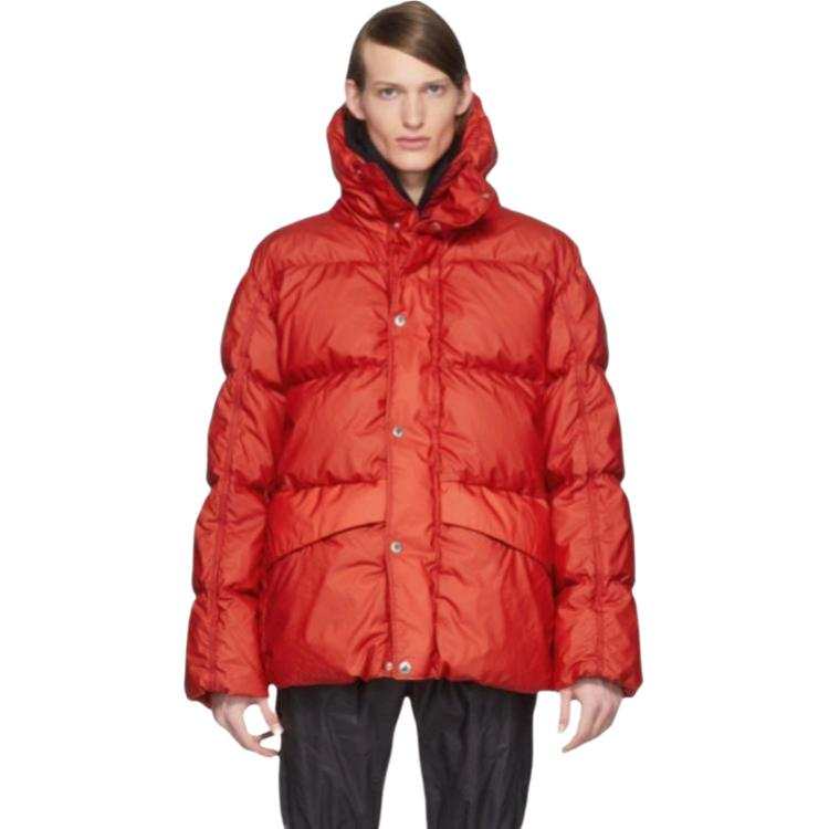 Moncler Moncler Solid Color Hooded Loose Fit Down Jacket Men's Red