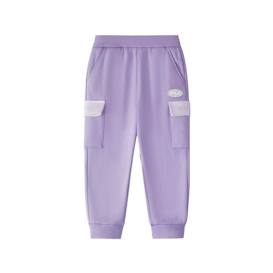 FILA KIDS Knitted Sweatpants ORIGINALE Moisture Wicking Thermal Breathable Loose Fit Elastic Cuff Fleece Lined