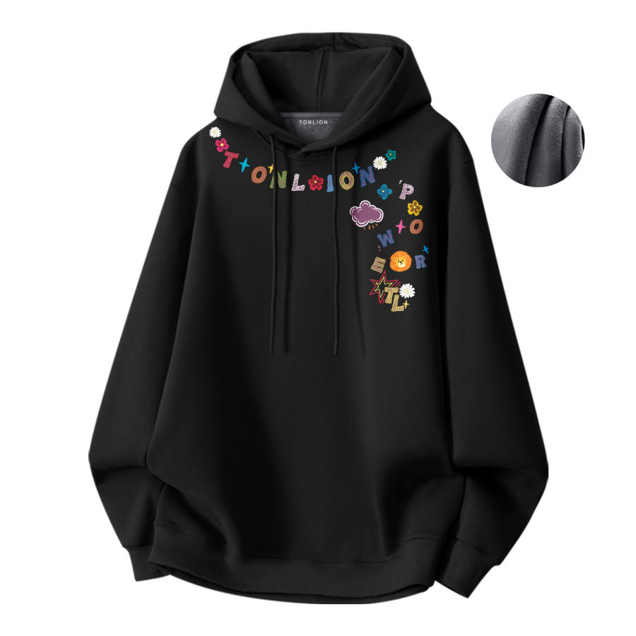 Tonlion Sweatshirts Unisex Hooded Thickened Heavyweight
