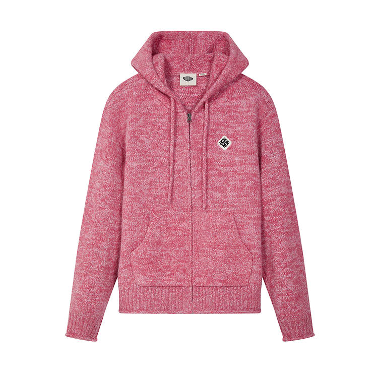 Palladium Sweaters Women's Rose Pink Hooded Moderate Cardigan