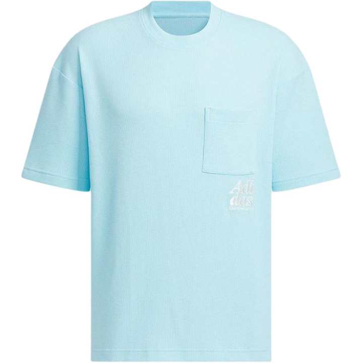 Adidas Adidas T Shirts Men's Sky Blue Crew Neck Moderate Straight Fit