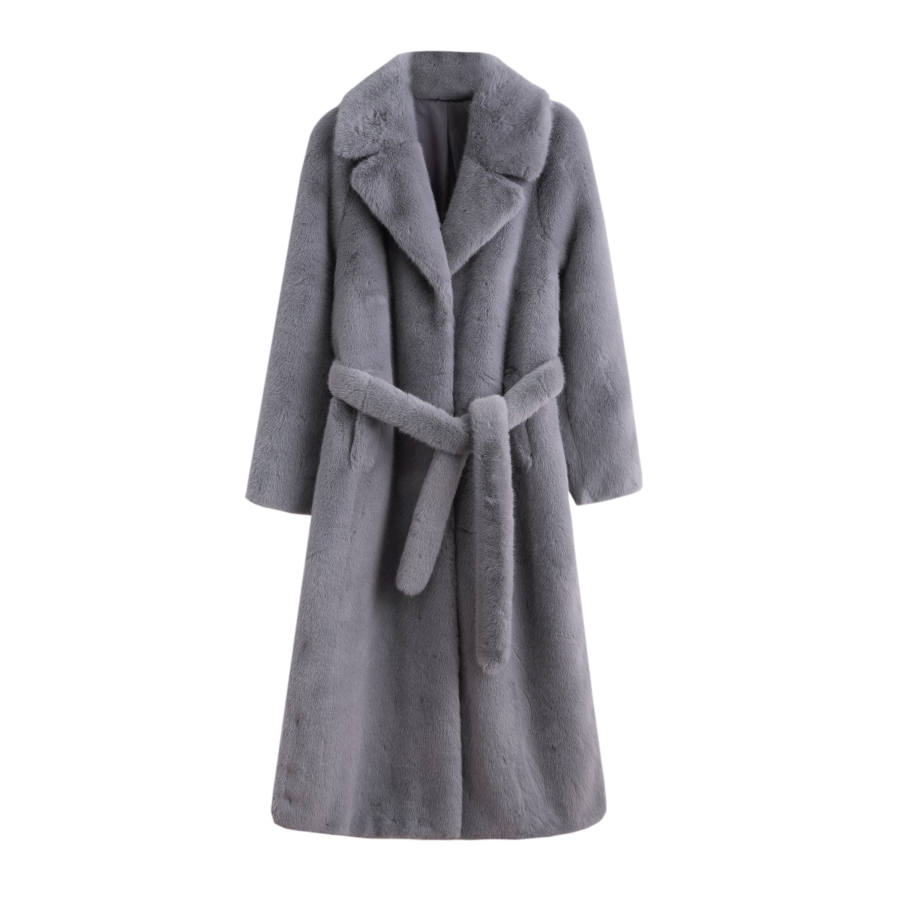 Tonlion Furs Women's Medium Gray Lapel Thickened