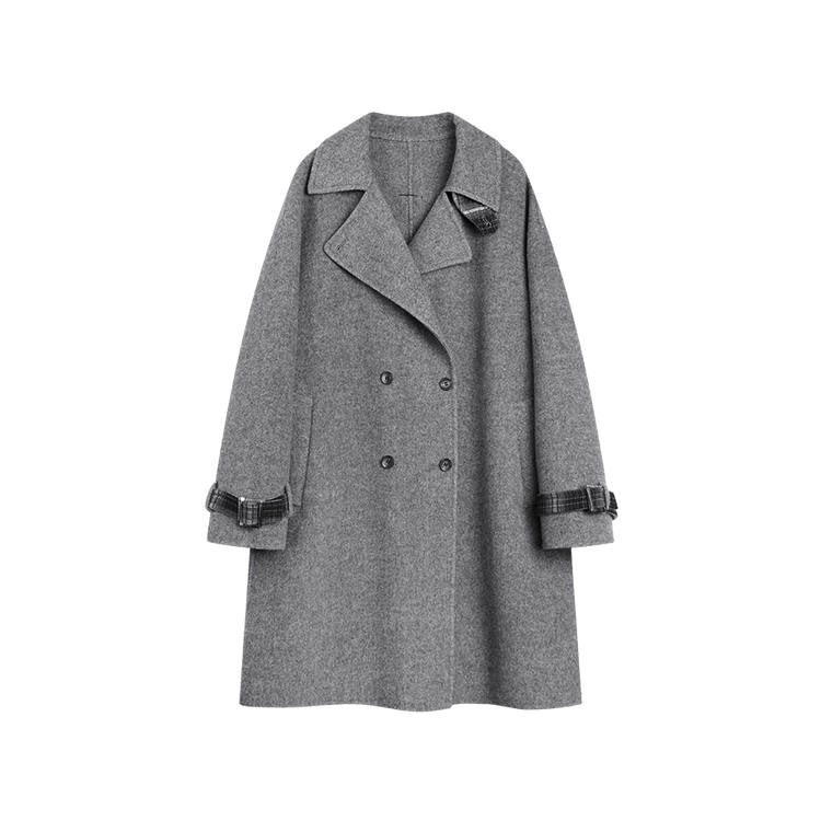 ELLE Coats Women's Medium Gray Lapel Moderate Straight Fit