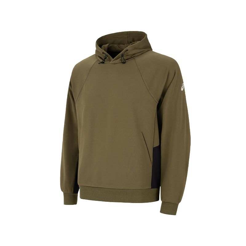 ASICS Sweatshirts Men's Olive Green Hooded Moderate