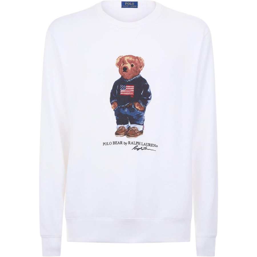 Polo Ralph Lauren Bear Patterned Print Crew Neck Fleece Lined Long Sleeved Sweatshirt Men's