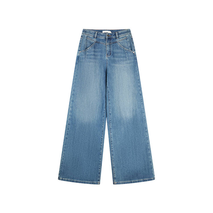 ELLE Jeans Women's Denim Blue Thickened Wide Leg Pants