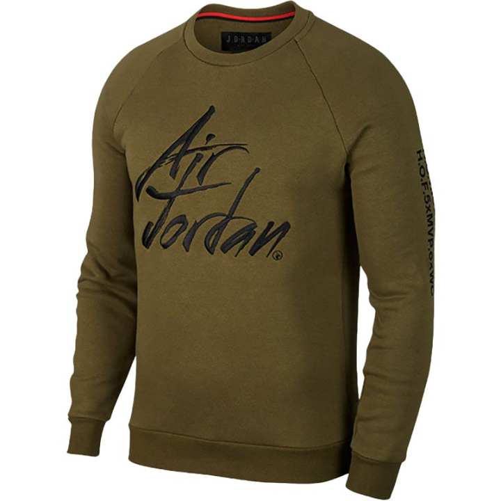 Jordan Jordan Sweatshirts Men's Olive Green Crew Neck Moderate Regular