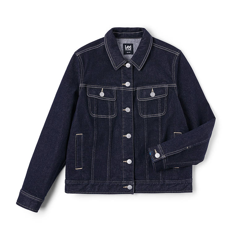 Lee Denim Jackets Women's Dark Blue Lapel Thickened Straight Fit