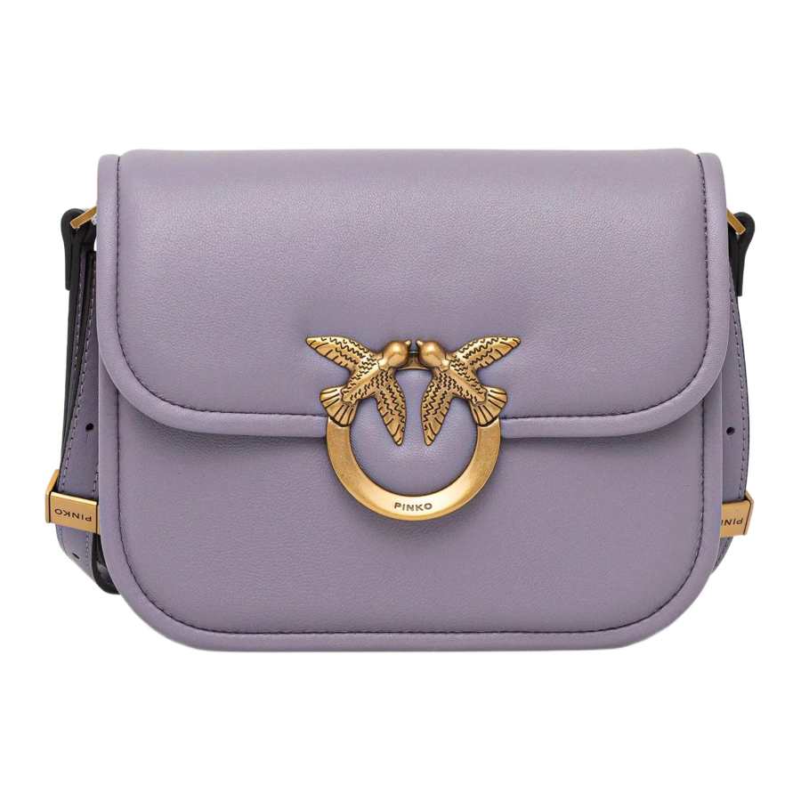 PINKO Love Bag Nappa Leather Crossbody Bag, Shoulder Bag Small Women's Purple
