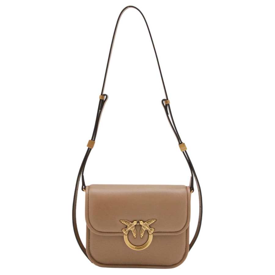PINKO Leather Shoulder Bag Women's Light Brown