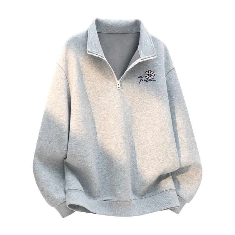 Tonlion Sweatshirts Unisex Stand Collar Moderate Regular