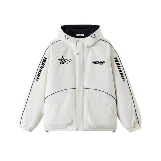 HUANQIU Puffer Jackets Unisex Hooded Thickened