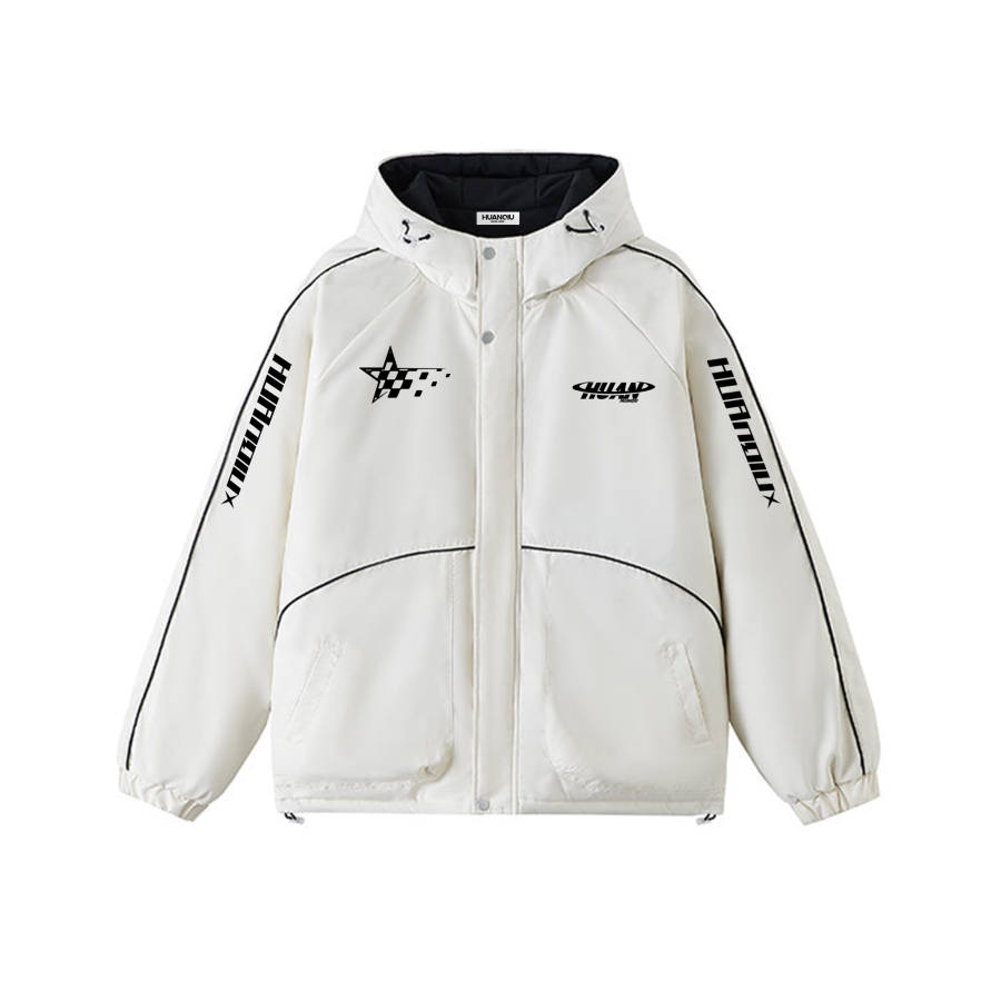 HUANQIU Puffer Jackets Unisex Hooded Thickened