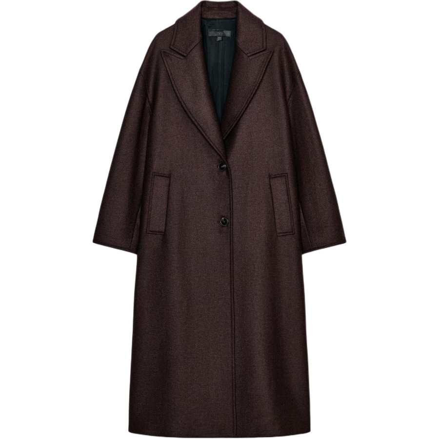 ZARA Coats Women's Brown Lapel Moderate