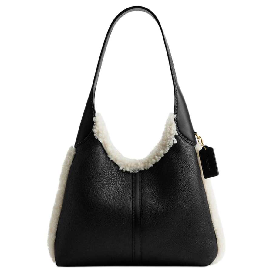 COACH Brooklyn Shearling Ya Shoulder Bag Small Women's Black