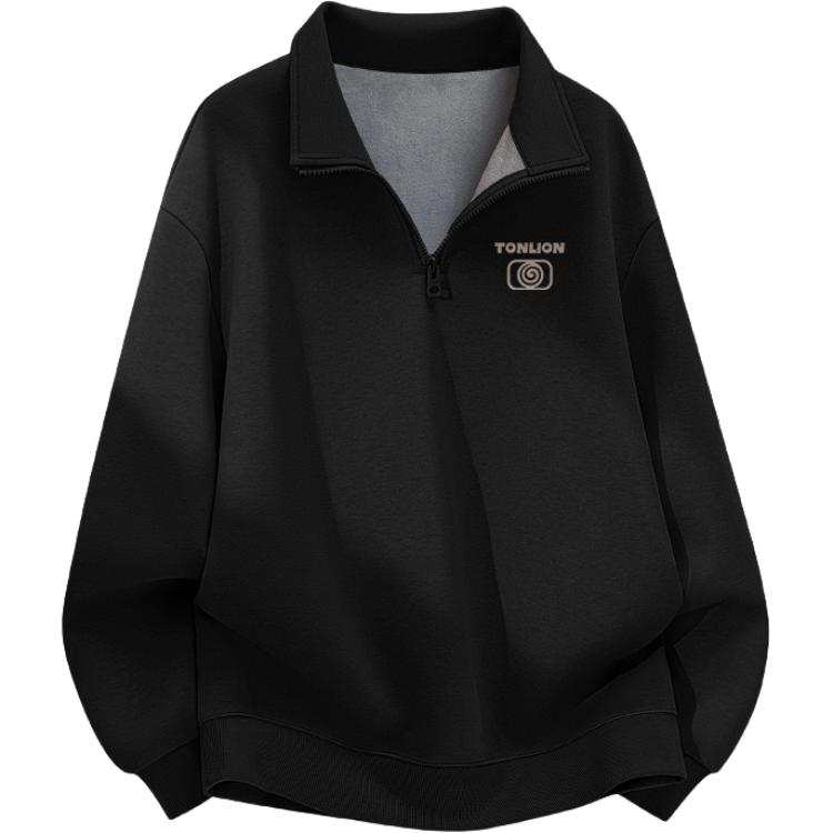 Tonlion Sweatshirts Unisex Stand Collar Thickened Regular