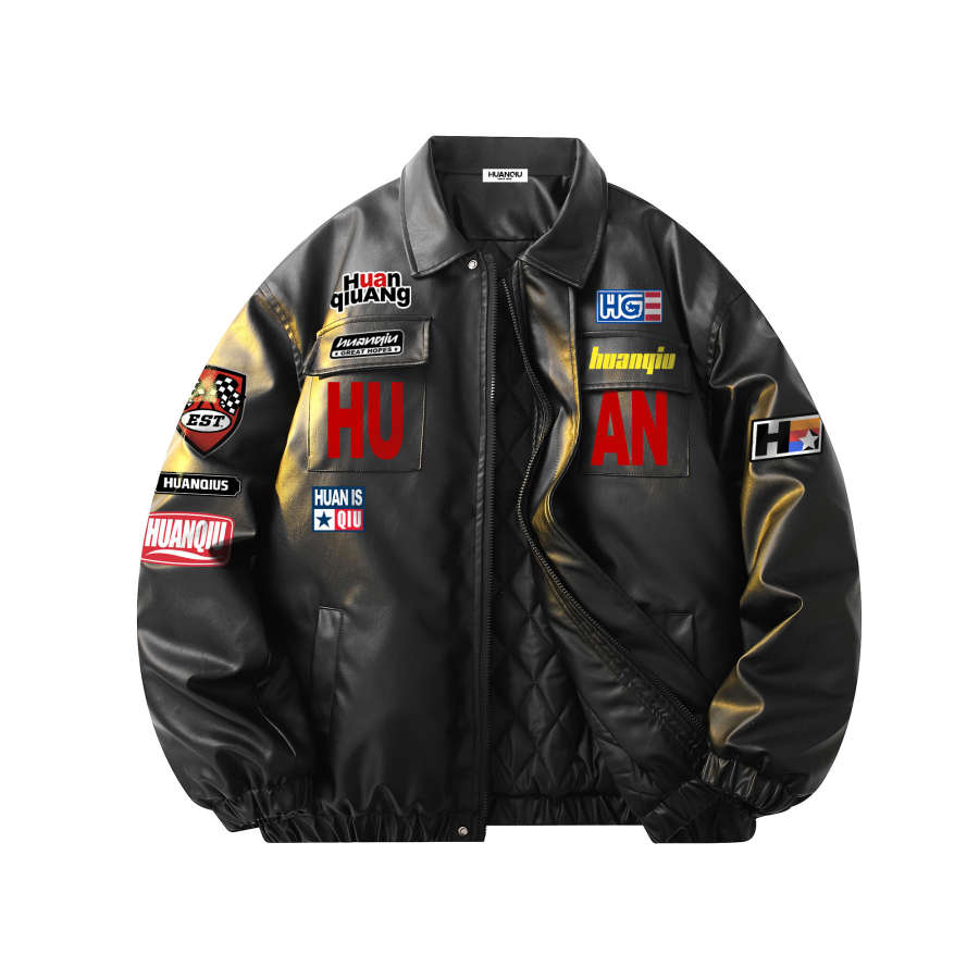 HUANQIU Puffer Jackets Unisex Lapel Thickened